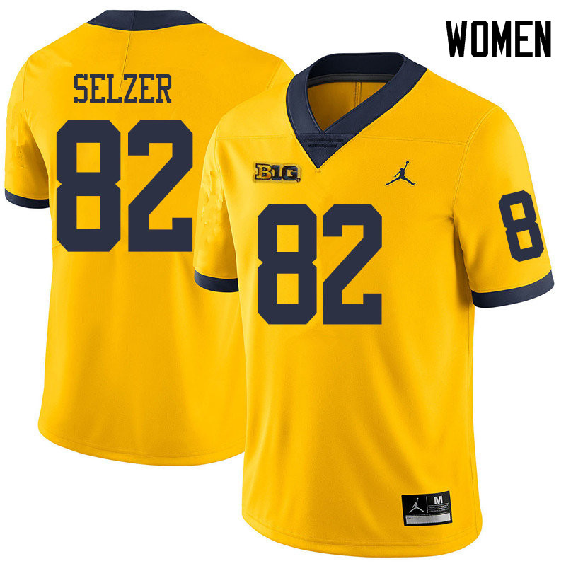 Jordan Brand Women #82 Carter Selzer Michigan Wolverines College Football Jerseys Sale-Yellow